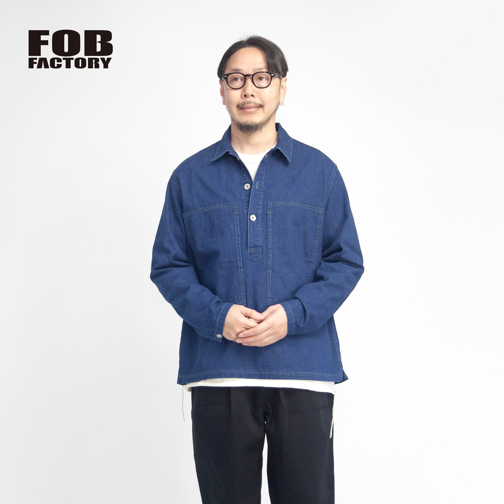 FOB FACTORY FOBファクトリー デニムカンフージャケット チャイナジャケット 日本製 メンズ 