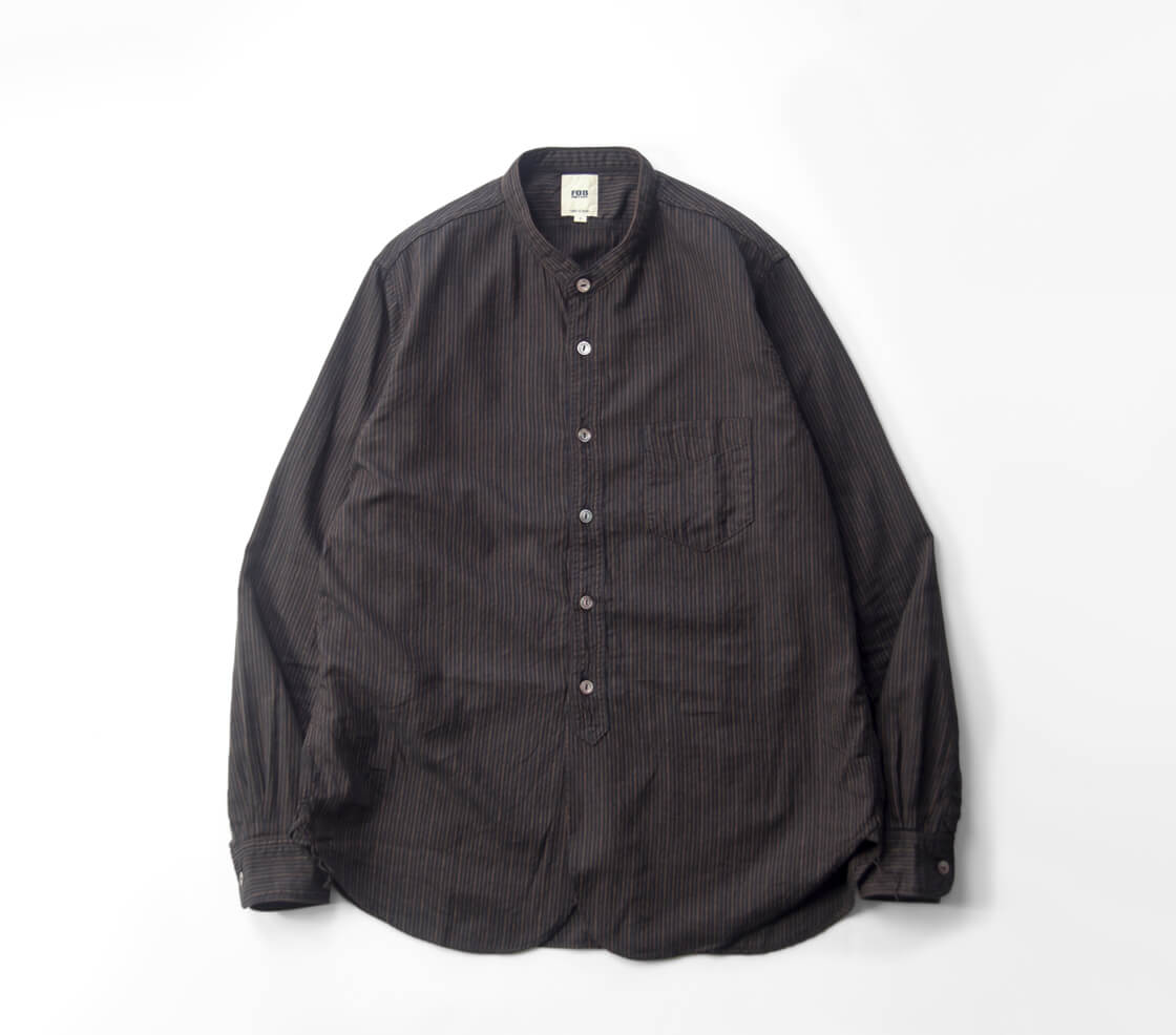 FOB FACTORY FOBファクトリー ヴィンテージストライプ バンドカラーシャツ F3511 日本製 メンズ