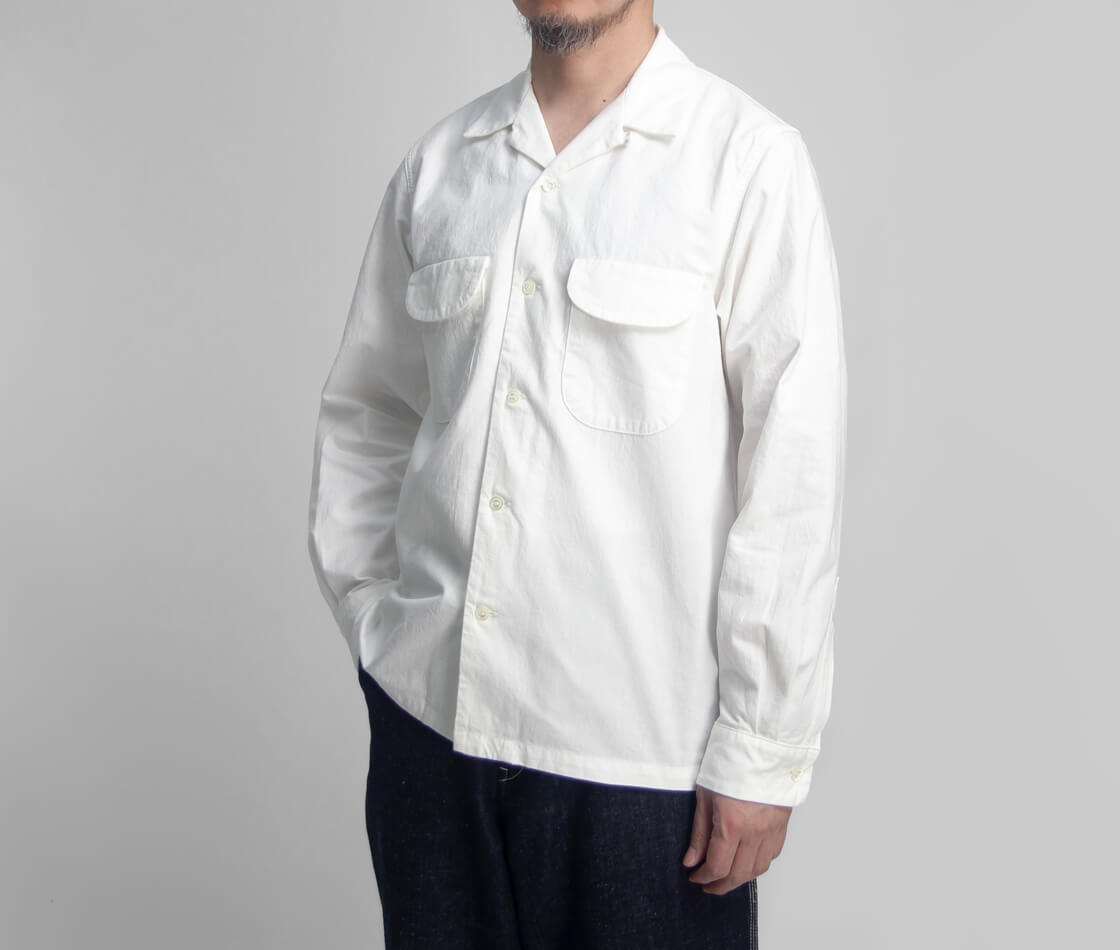 FOB FACTORY FOBファクトリー F3514 ラフィコットン オープンカラーシャツ 日本製 メンズ