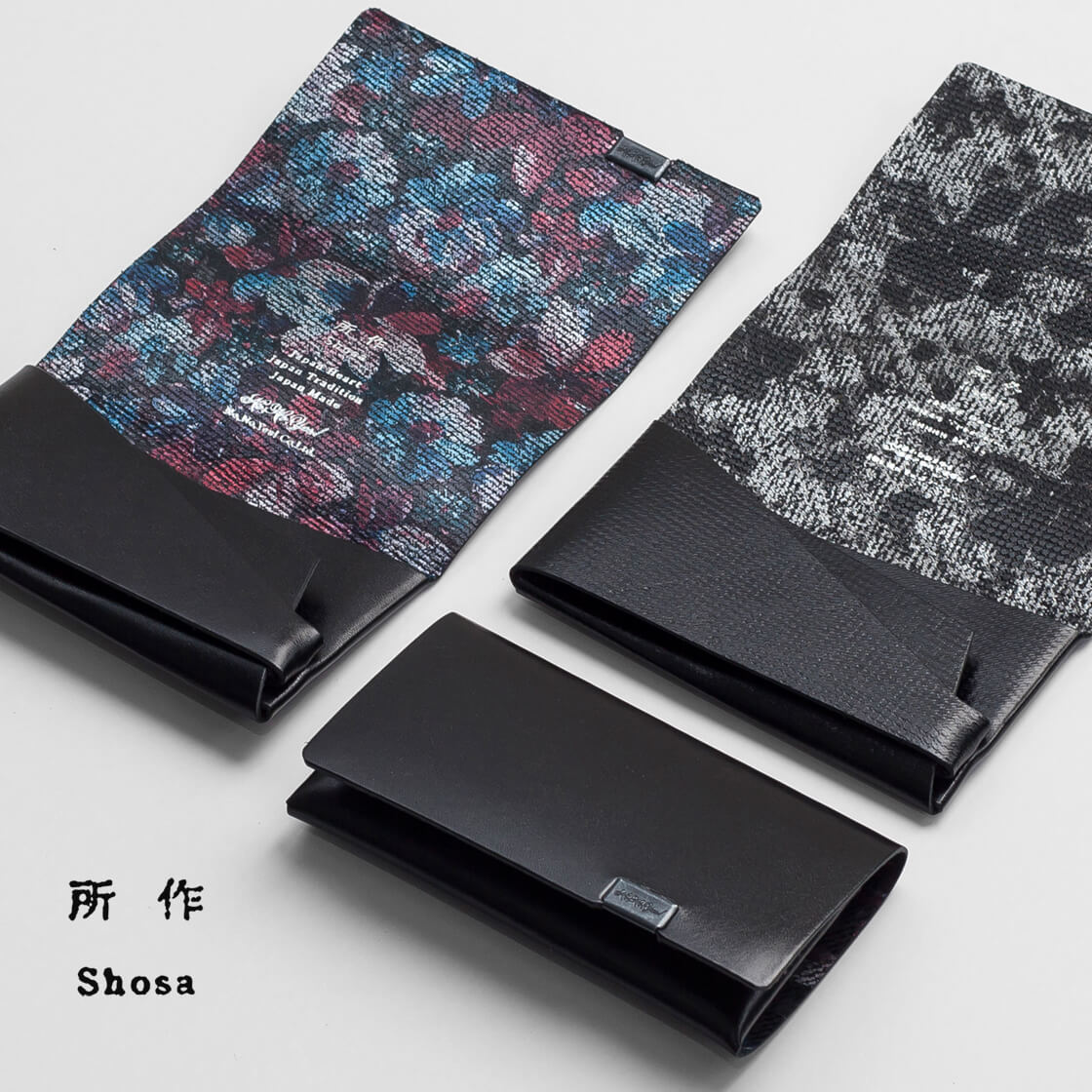所作 shosa カードケース 名刺入れ 刺繍模様 本革 レザー 日本製 メンズ レディース