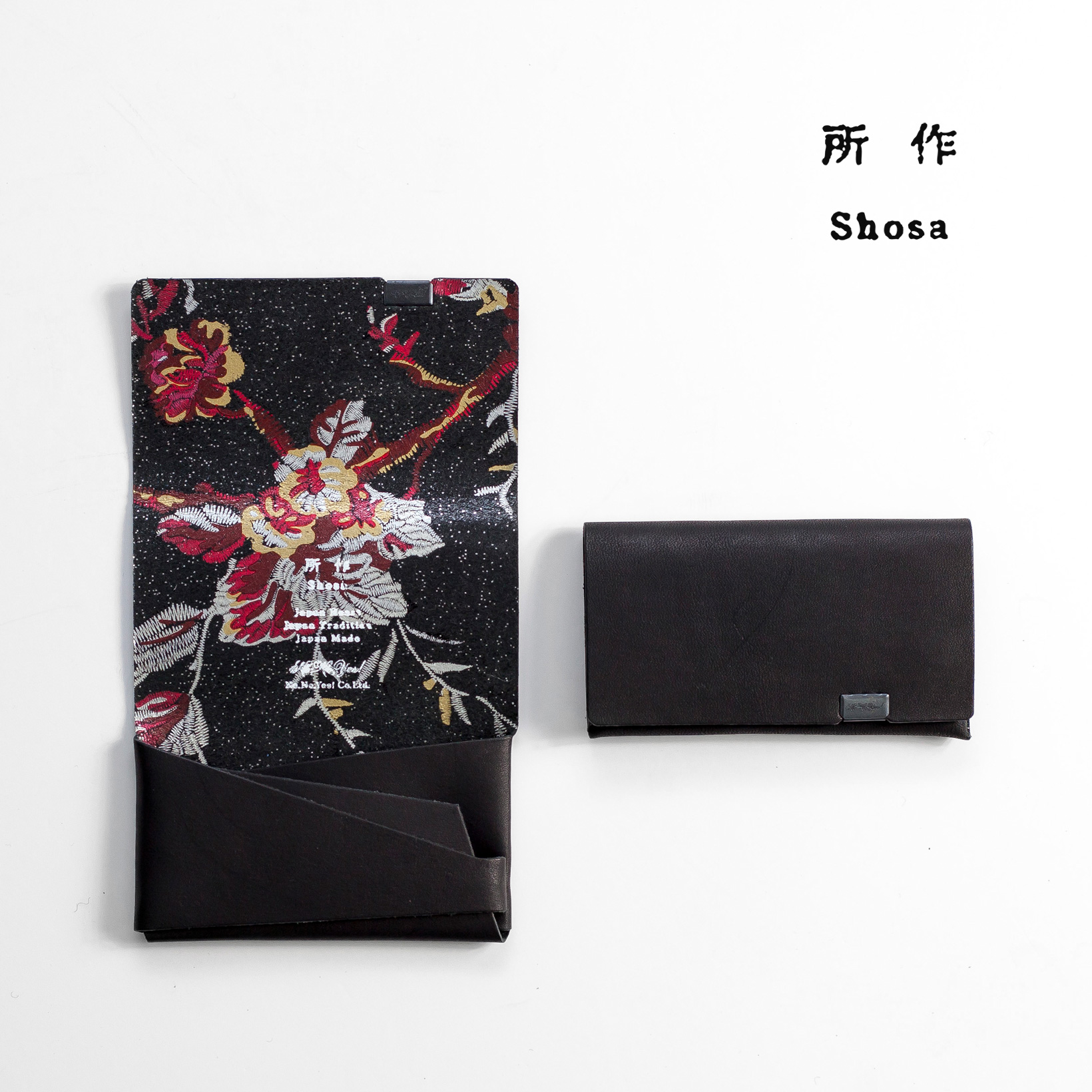 所作 shosa カードケース 名刺入れ 刺繍模様 本革 レザー 日本製 メンズ レディース