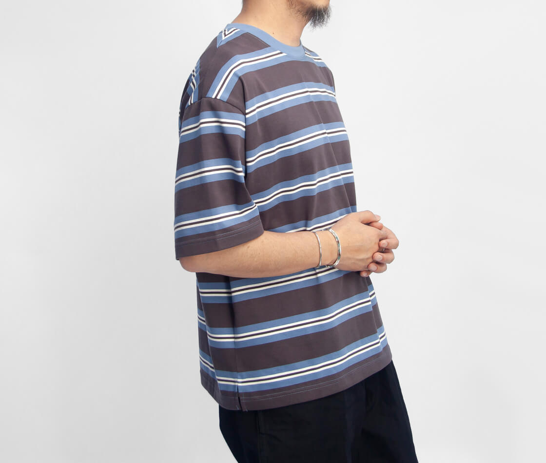 LAOTOUR マルチボーダー ワイド Tシャツ メンズ
