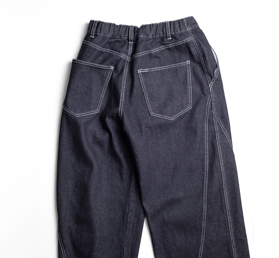 LAOTOUR 11ozデニム カーブドセミフレア イージーデニムパンツ メンズ