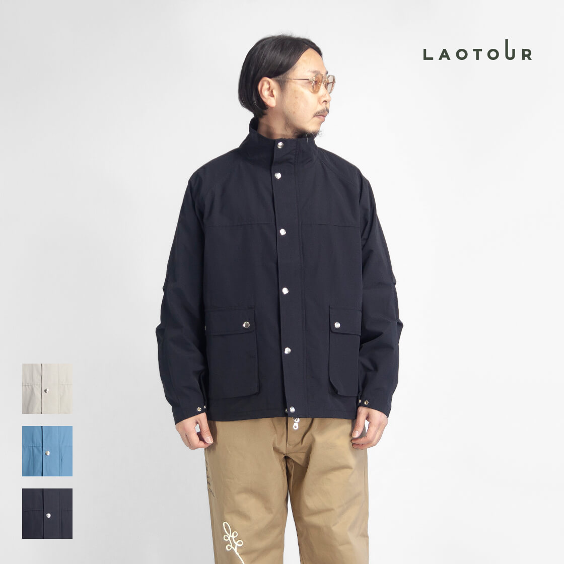 LAOTOUR 60/40クロス スタンドカラー マウンテンジャケット メンズ