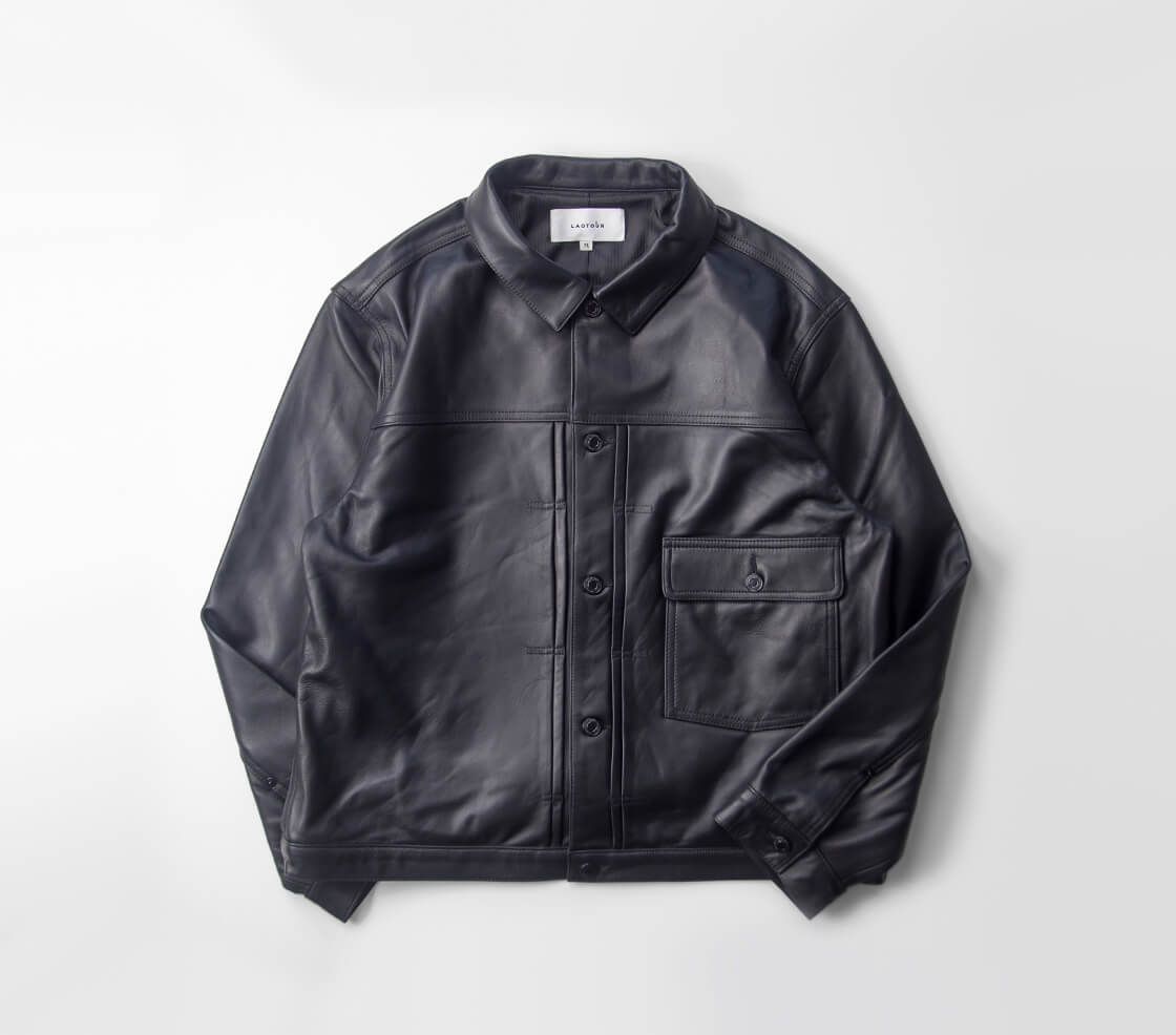 LAOTOUR 本革 ラムレザー 1st Gジャン トラッカージャケット 革