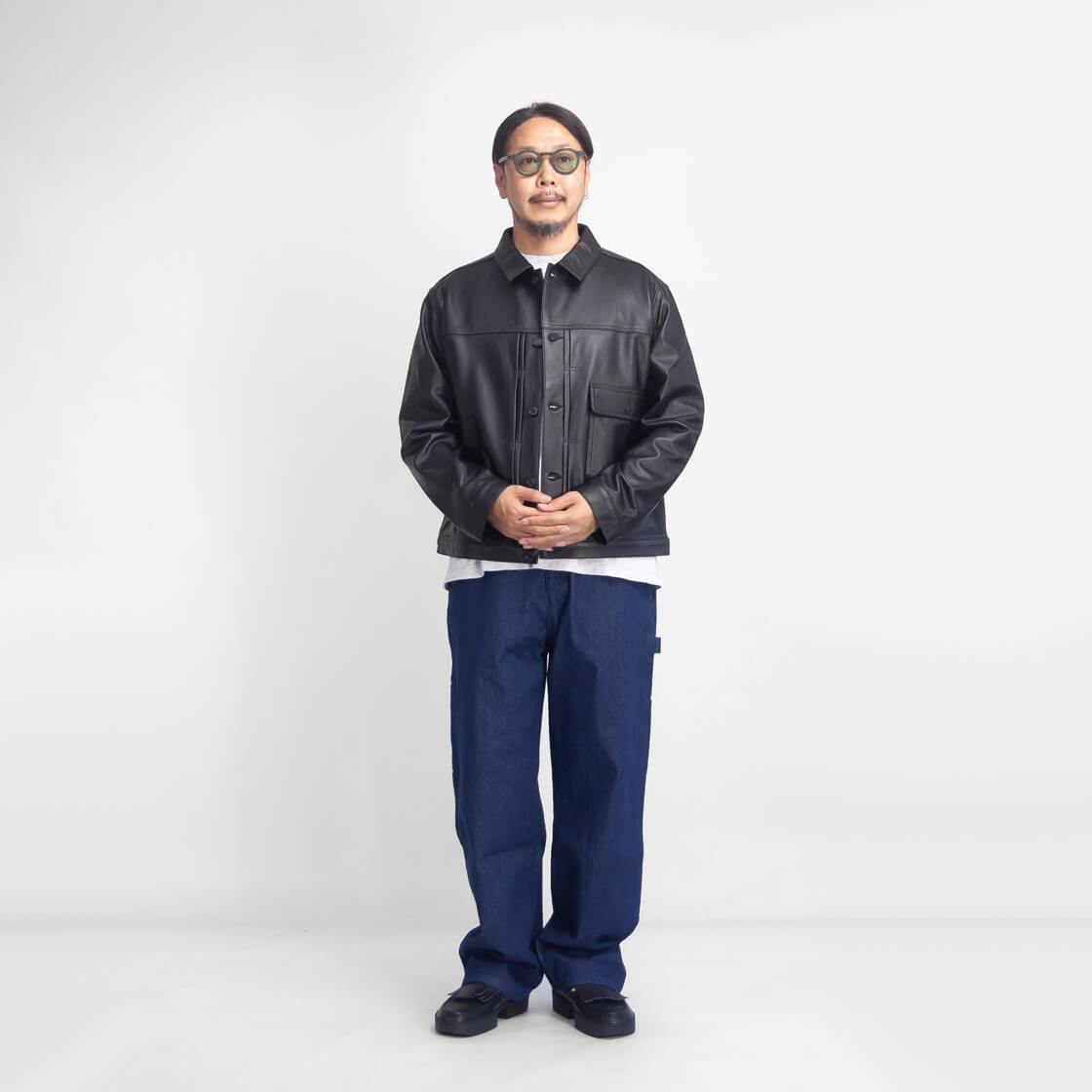 LAOTOUR 本革 ラムレザー 1st Gジャン トラッカージャケット 革