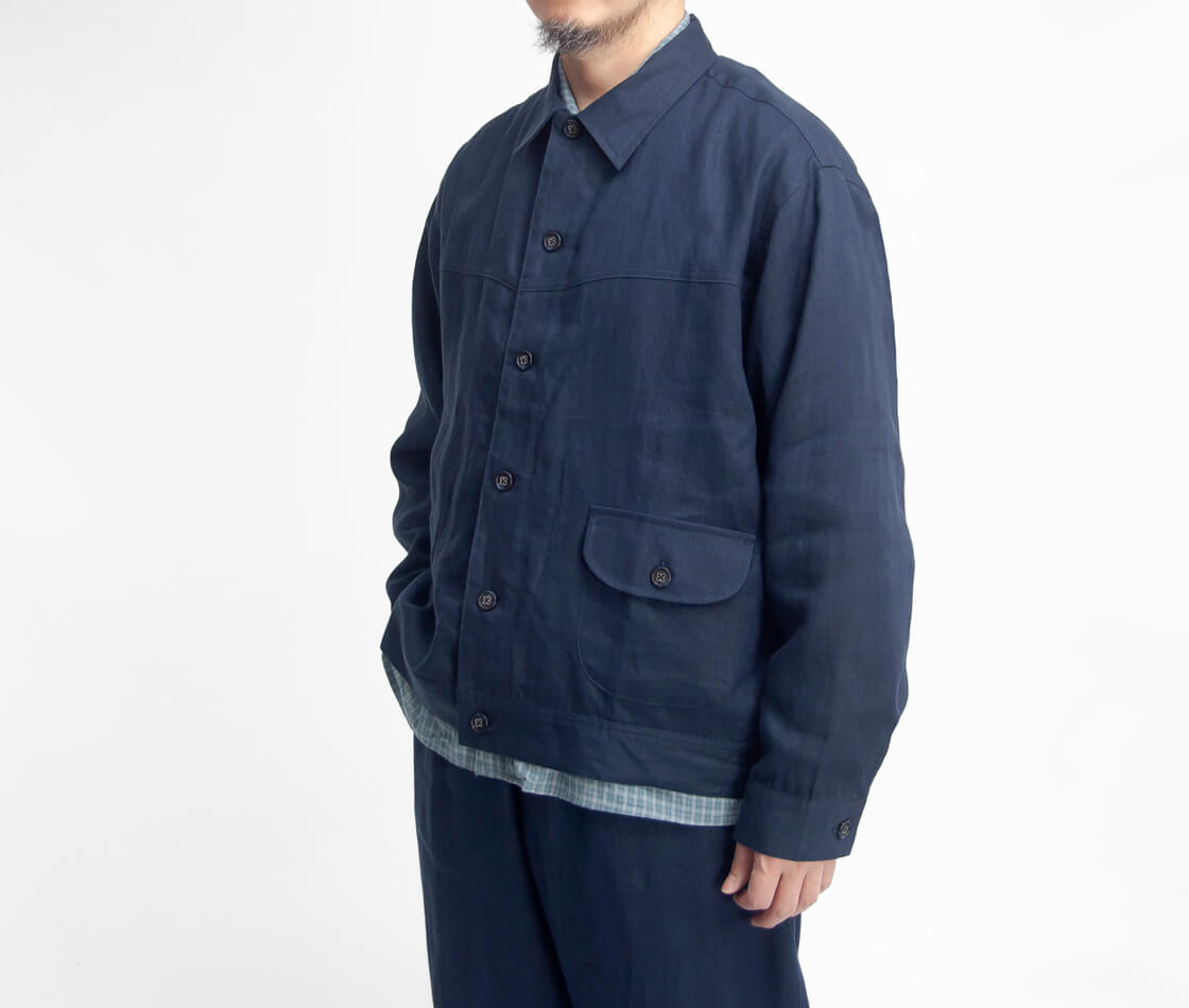 LAOTOUR ロートル 麻100% リネンキャンバス トラッカージャケット セットアップ対応 メンズ