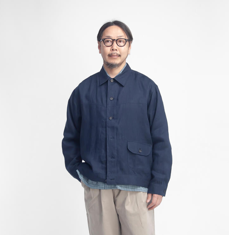 LAOTOUR ロートル 麻100％ リネンキャンバス トラッカージャケット セットアップ対応 メンズ