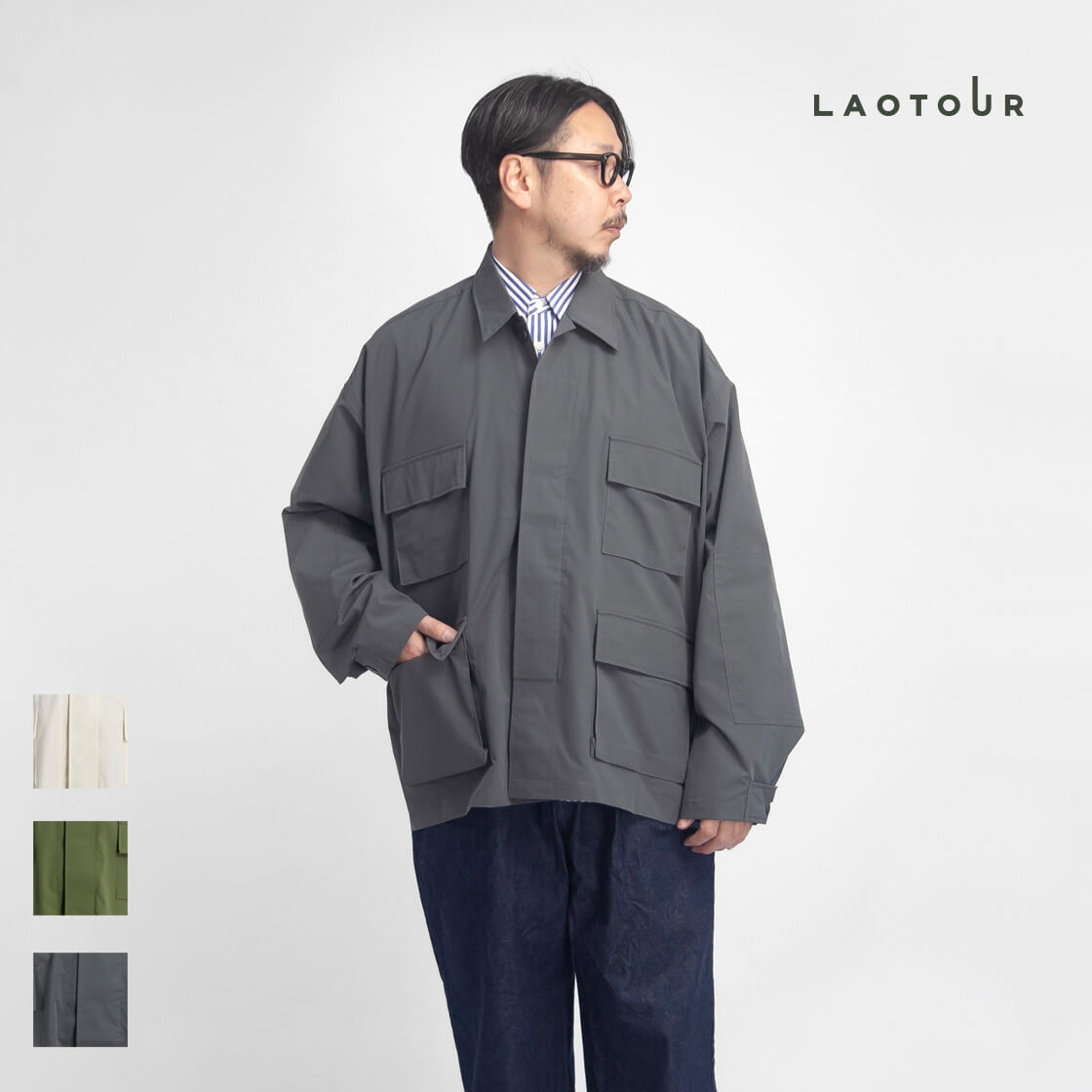 LAOTOUR マイクロリップストップ BDUシャツジャケット メンズ