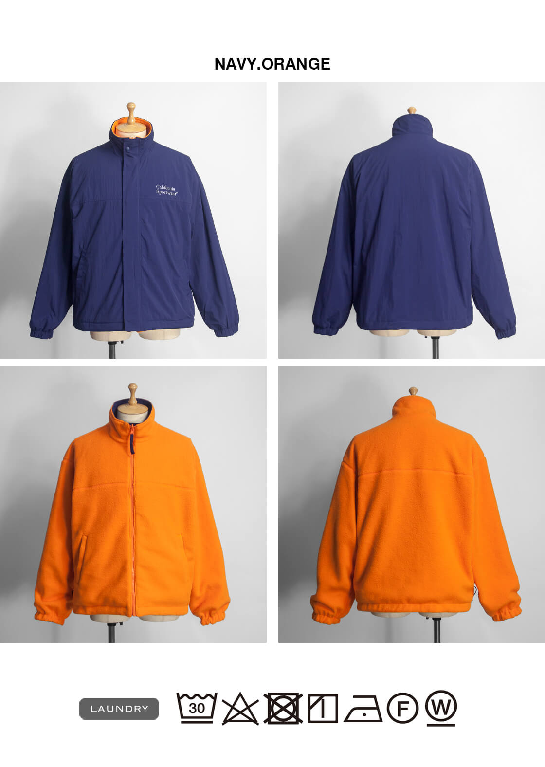CALIFORNIA SPORTSWEAR カリフォルニアスポーツウェア リバーシブル ナイロン フリース スタンドカラーブルゾン メンズ