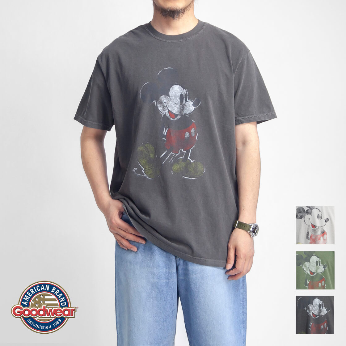 Goodwear グッドウェア Micky Vintage Print tee ミッキーマウスプリントTシャツ Disney ディズニー