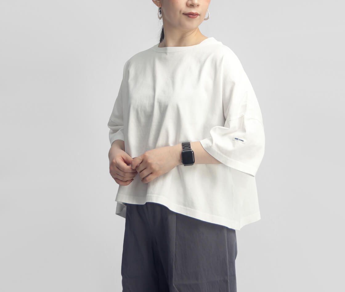 MONT KEMMEL モンケメル ソリッド バスクシャツ ショート丈 ボートネック クロップド Tシャツ レディース