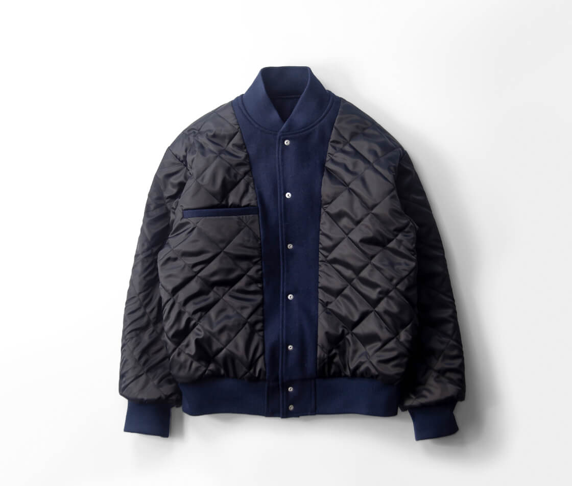 BUTWIN スタジャン 青 ウール・レザー BUTWIN スタジャン 青 ウール・レザー オンライン ストアファッション