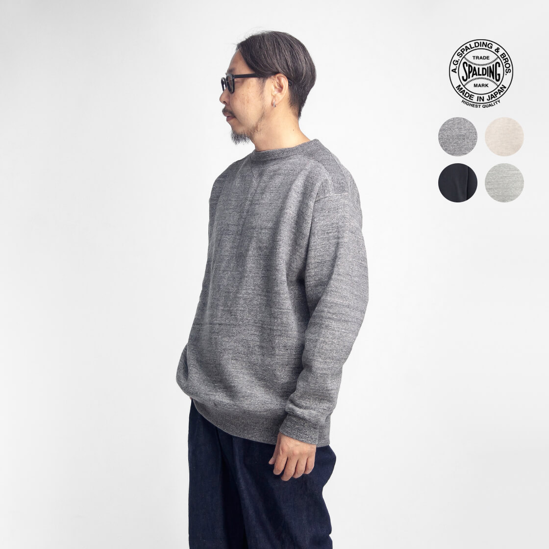 A.G.SPALDING&BROS A.G.スポルディング&ブロス 吊り編み裏起毛スウェット フットボールシャツ 日本製