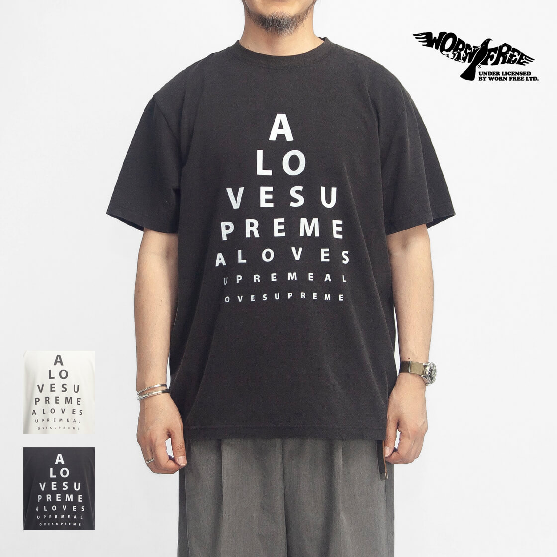 WORN FREE ウォーンフリー ジョン・コルトレーン EYE TEST プリントTシャツ ヴィンテージウォッシュ メンズ