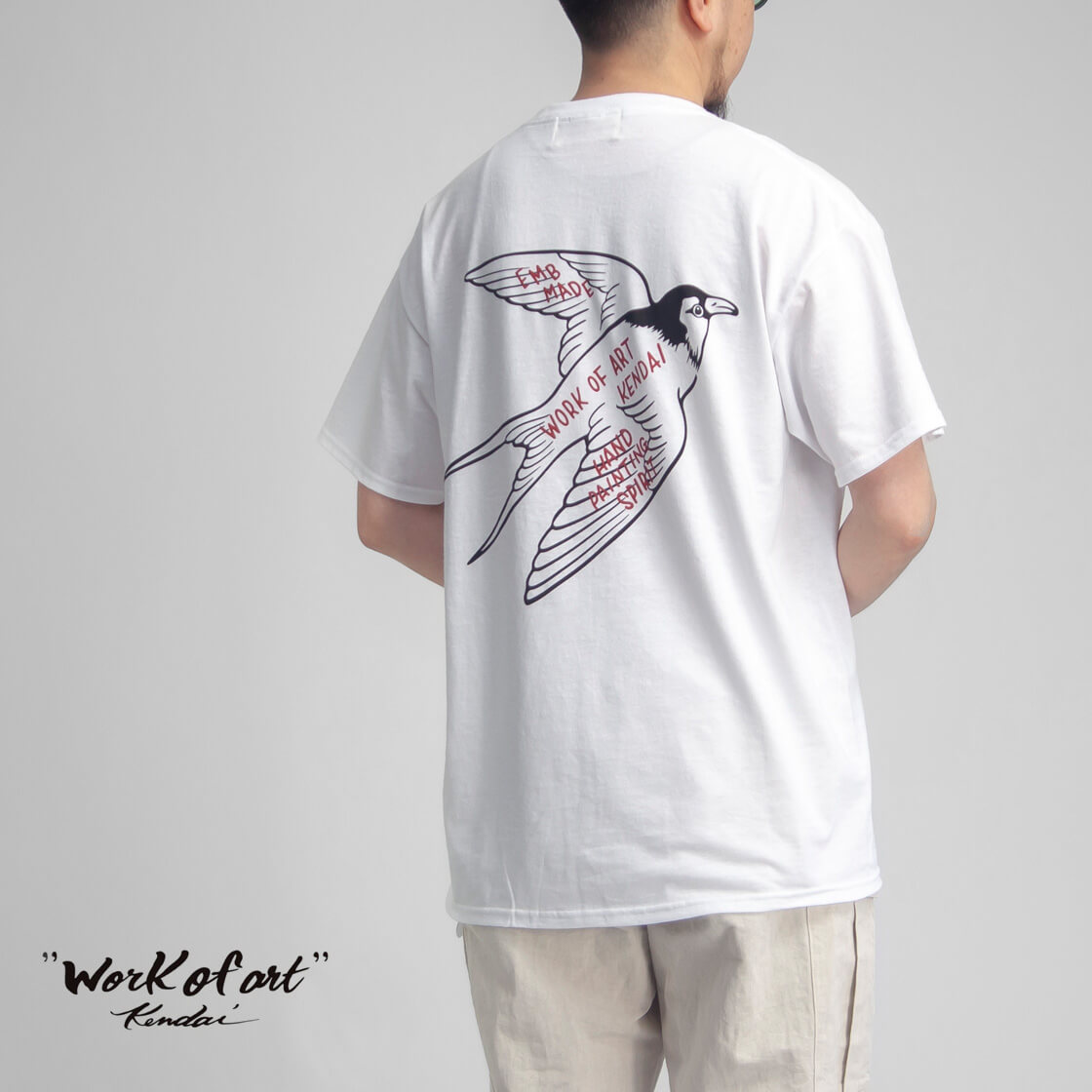 WORK OF ART KENDAI ワークオブアートケンダイ スワロウTシャツ バックプリント メンズ 