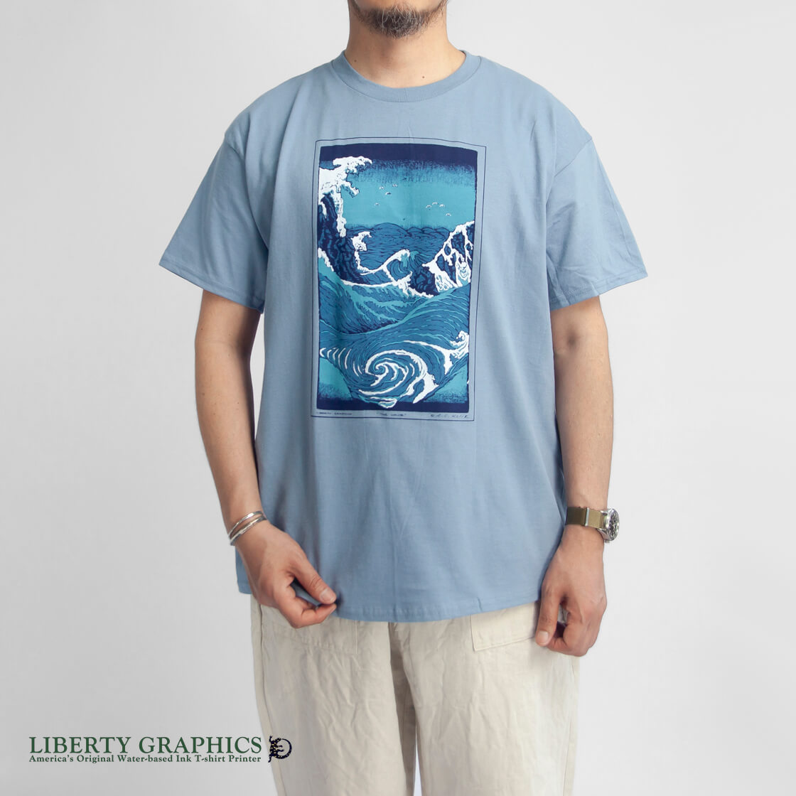 LIBERTY GRAPHICS リバティグラフィックス The Wave プリントTシャツ メンズ