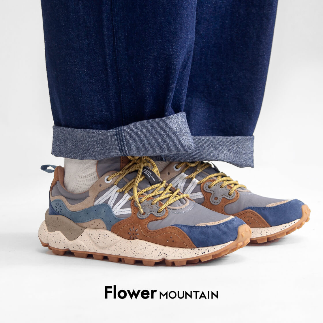 Flower MOUNTAIN フラワーマウンテン YAMANO3 ヤマノ3 スニーカー Brown Deep sea FM63663 メンズ