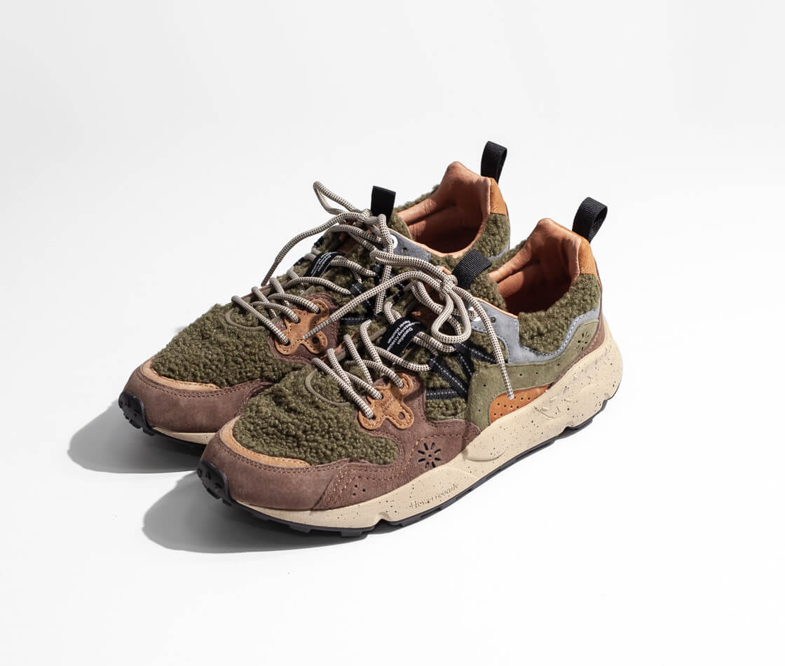 Flower MOUNTAIN フラワーマウンテン YAMANO3 ヤマノ3 ボア スニーカー GREEN BROWN FM63905 メンズ