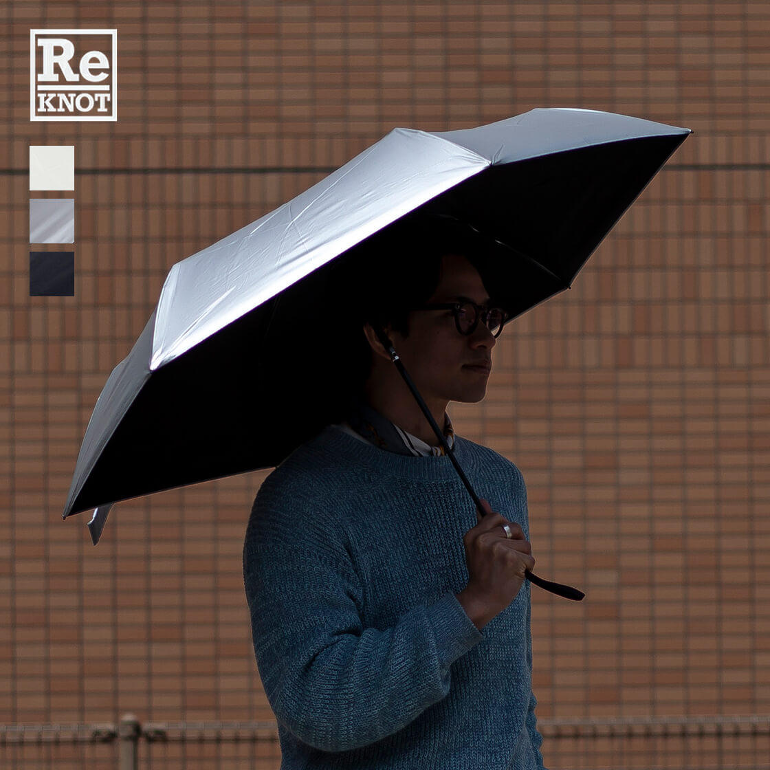 ReKNOT リノット 晴雨兼用 完全遮光 自動開閉 折りたたみ傘 日傘 UPF50+ 遮光100% 軽量 UVカットメンズ レディース
