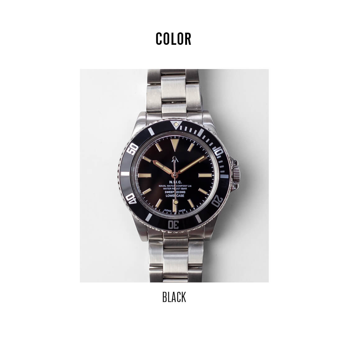 N.W.C. NAVALウォッチダイバー スイープセコンド自動巻きメンズ腕時計 NAVAL WATCH Produced by LOWERCASE ナバルウォッチ FRXE001 3連