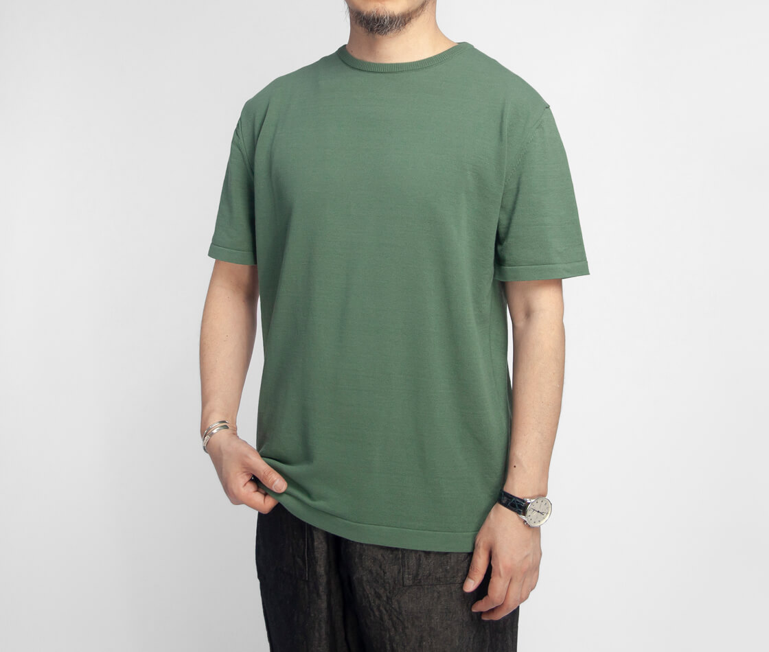 MOONCASTLE ムーンキャッスル IC13 アイスコットン リラックス クルーネック ニットT 月城ニット 日本製 メンズ