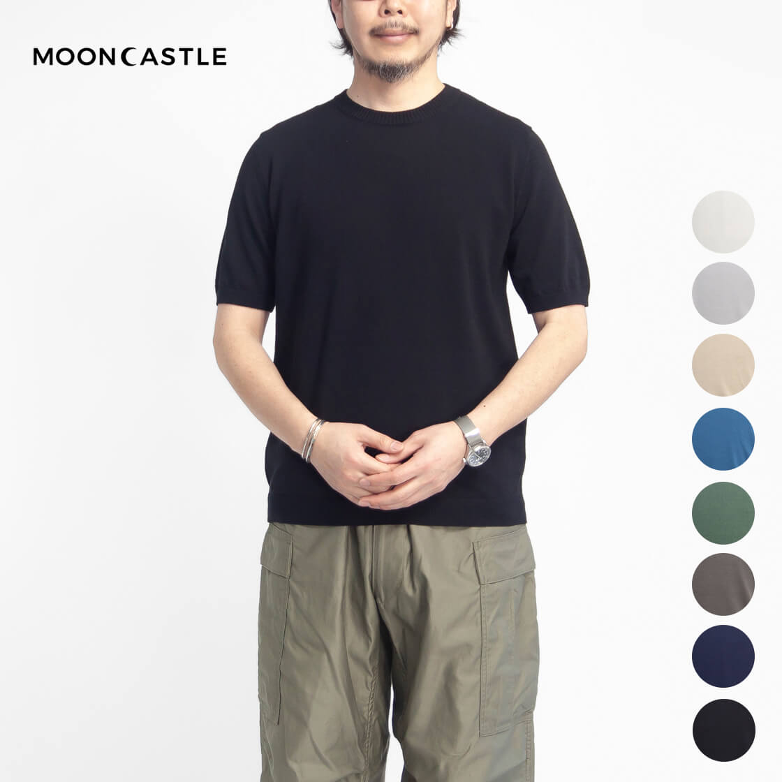 MOONCASTLE ムーンキャッスル アイスコットン クルーネックニット 月城ニット 日本製 メンズ