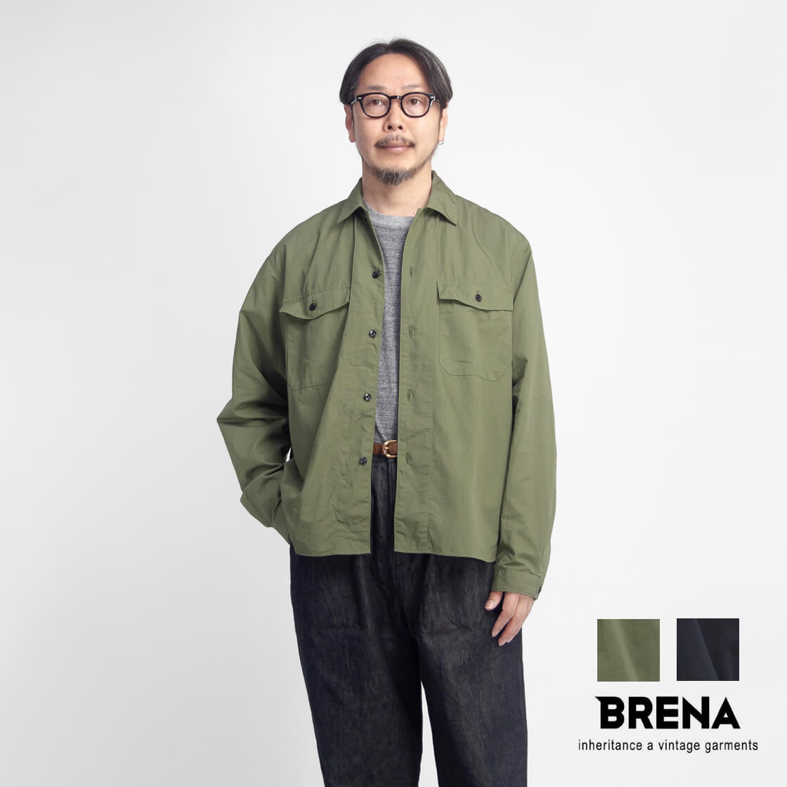BRENA ブレナ FLAP コットンリネンウェザー ワークシャツ 日本製 メンズ